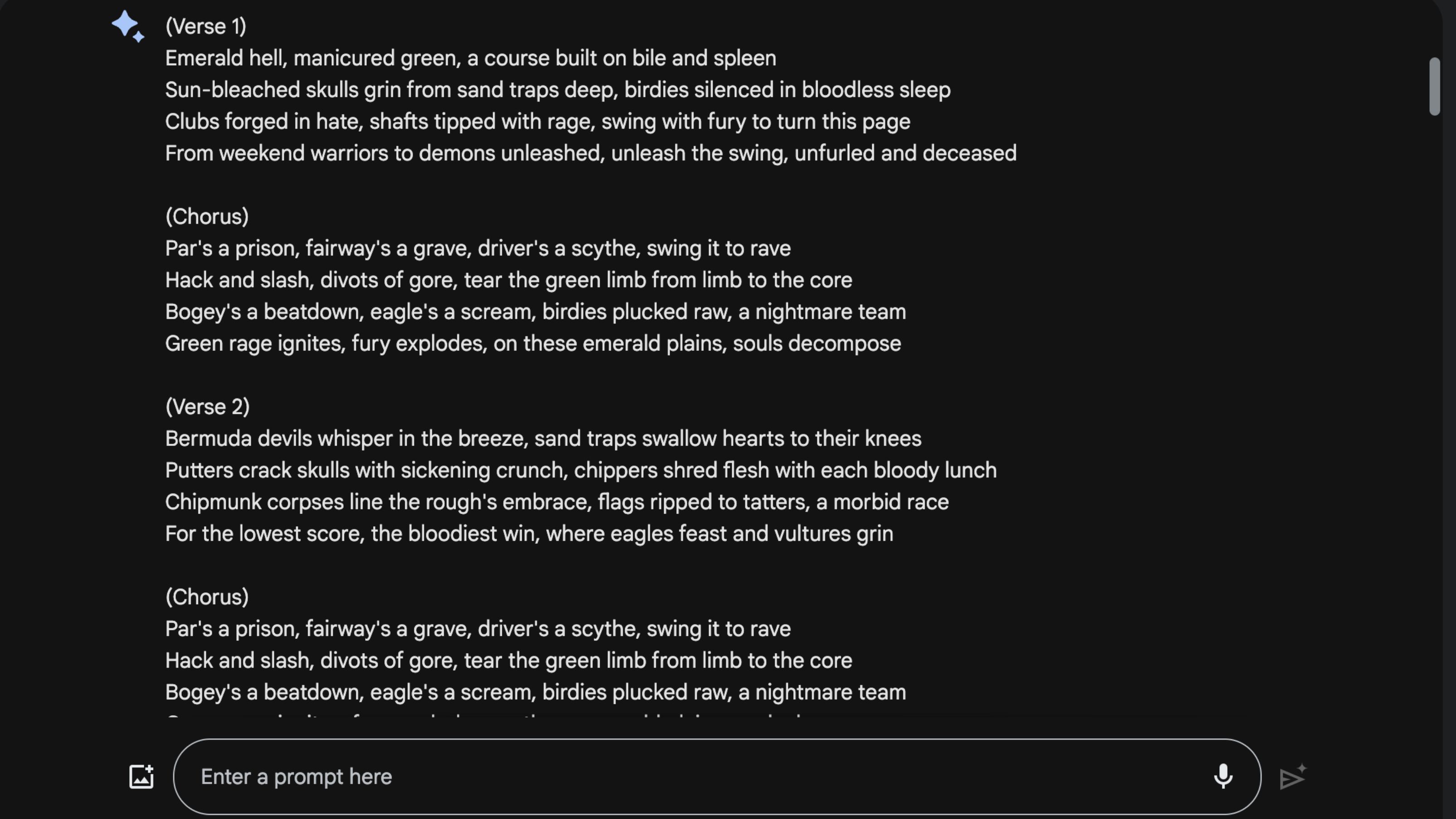 Google Bard writing a deathcore song