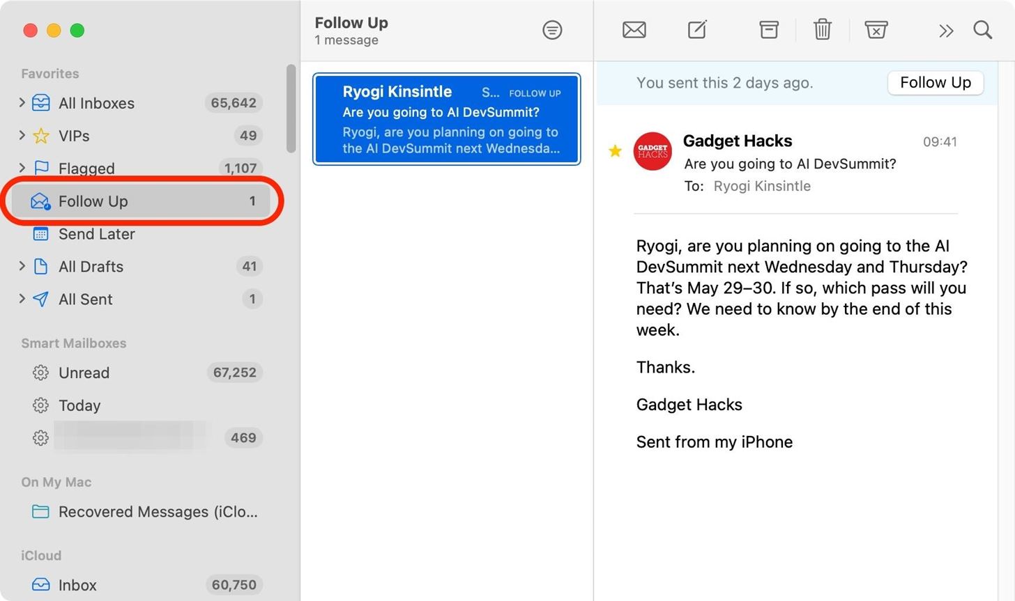 Get Follow-Up Reminders in Apple's Mail App to Get Answers to Important Questions You Forgot You Sent