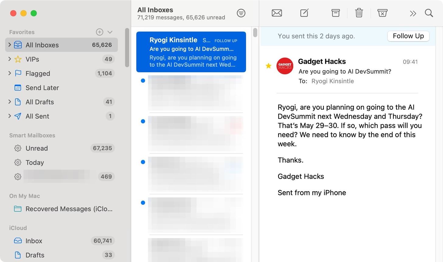 Get Follow-Up Reminders in Apple's Mail App to Get Answers to Important Questions You Forgot You Sent