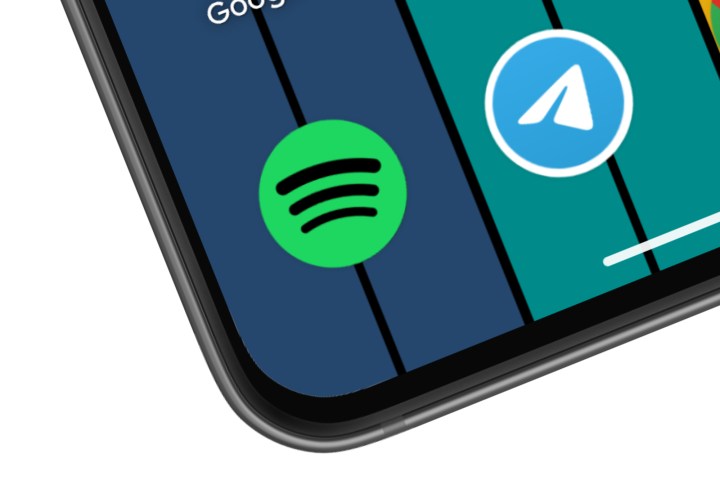 A closeup view of the Spotify app icon