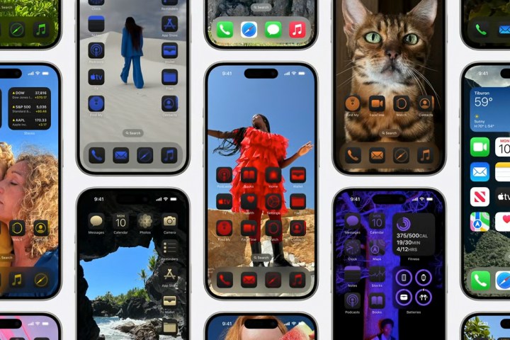 Examples of how iOS 18's home screen can be customized.