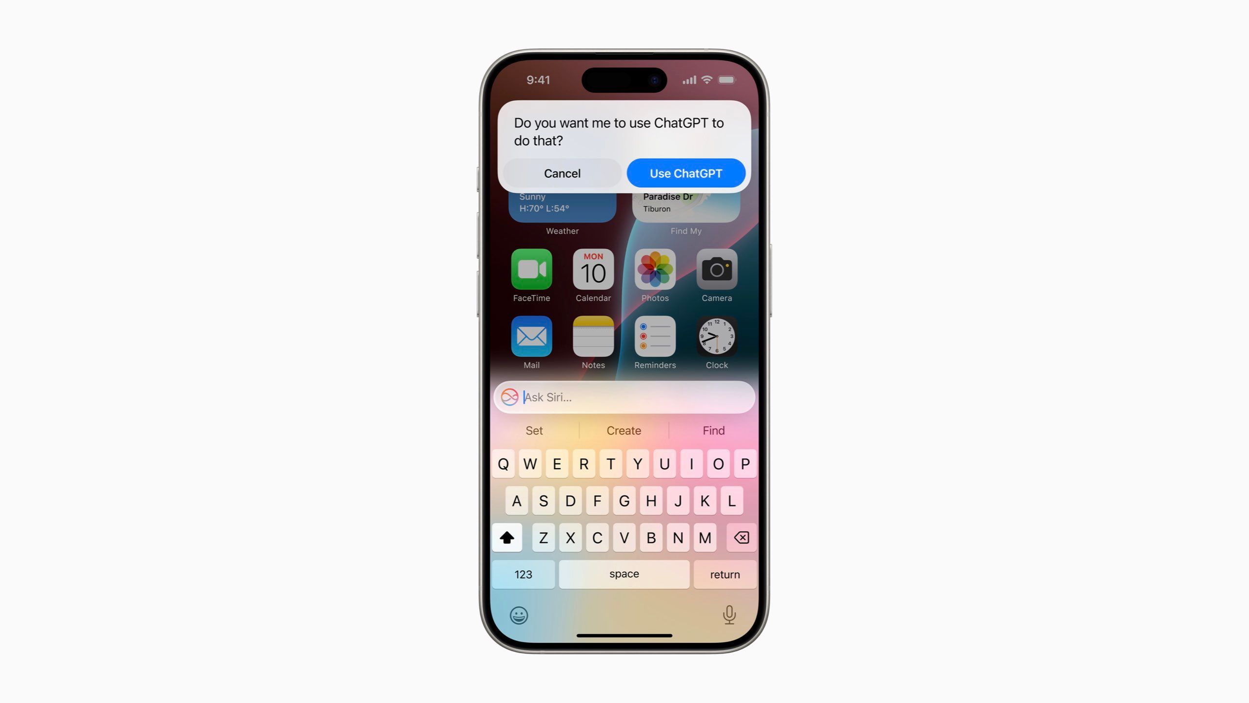 ChatGPT prompt within iOS 18 from a Siri request. 