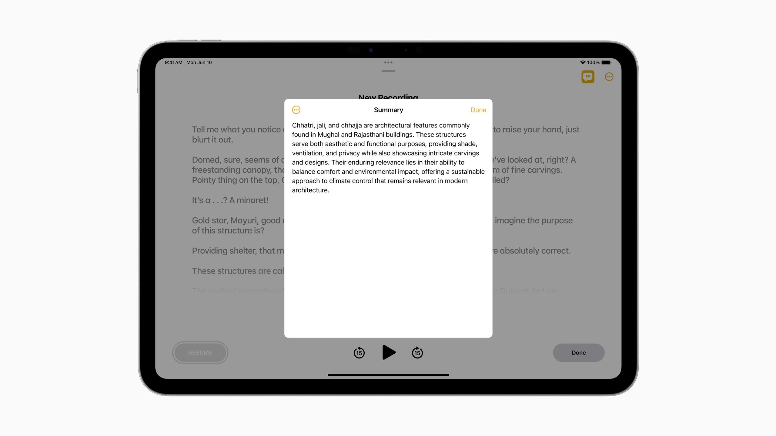 Voice transcription in iPadOS 18