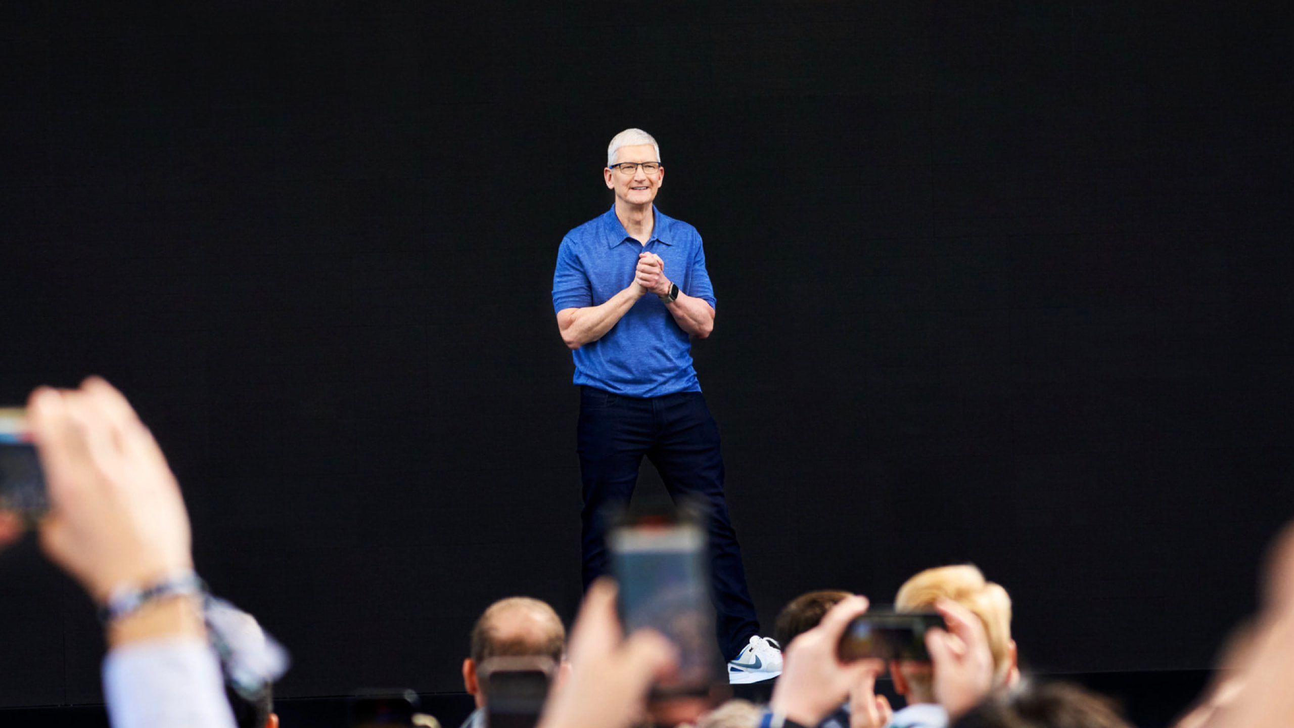 Tim Cook on stage at WWDC24.