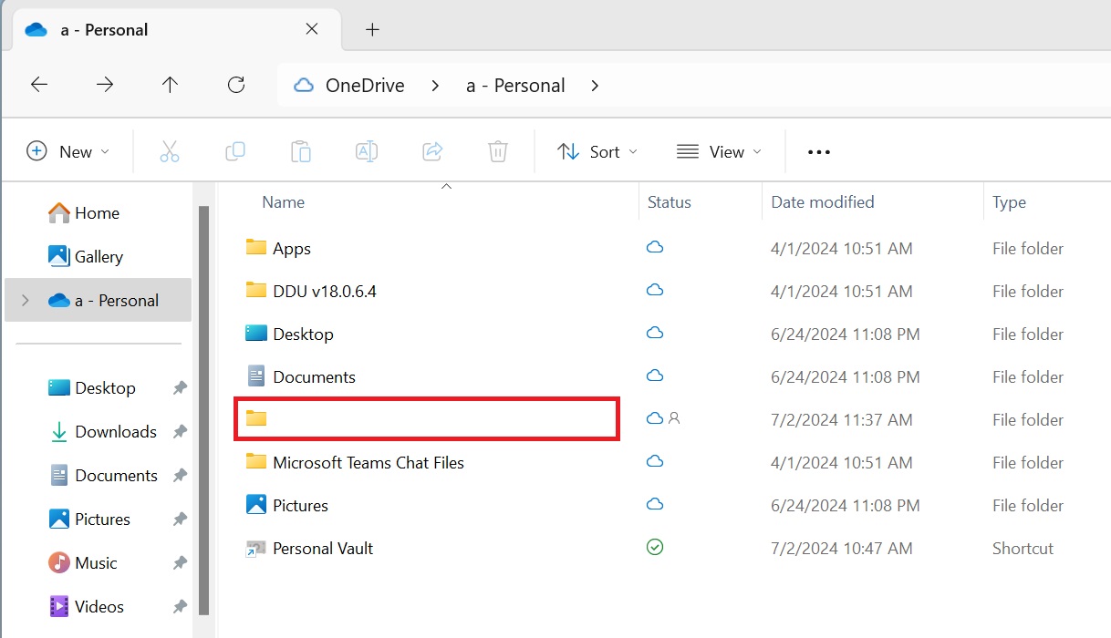 opening the shared folder of OneDrive in Windows 11 file explorer