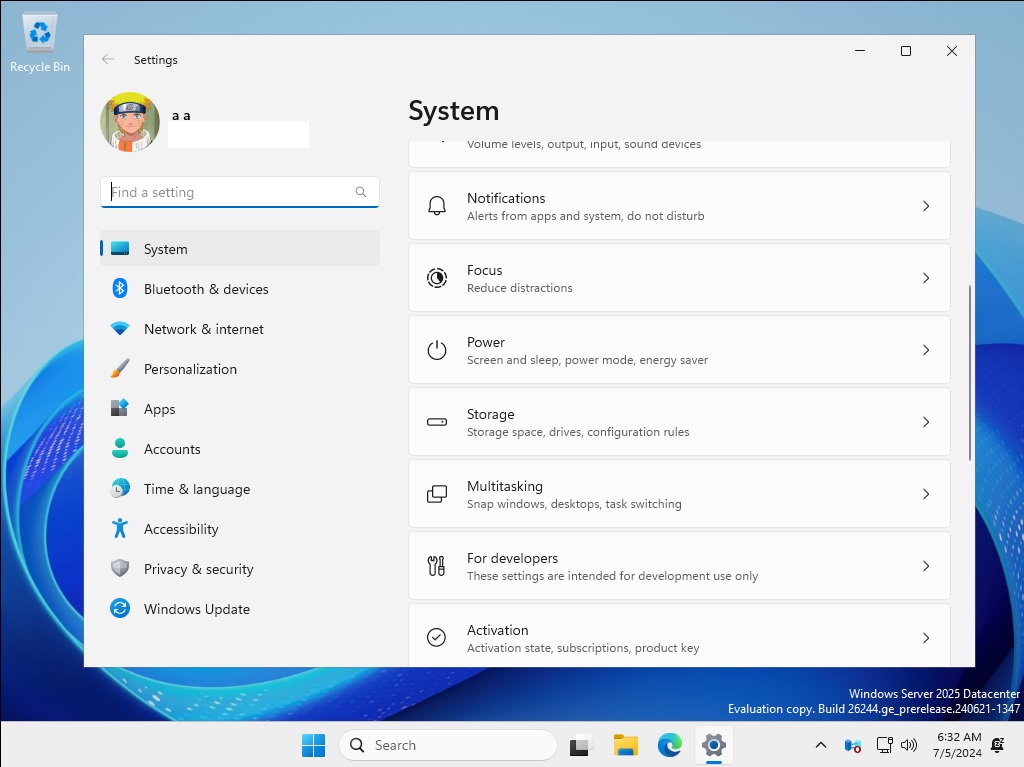 missing nearby shairng option in windows server 2025 build 26244