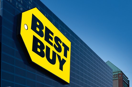 Best Buy logo on a building.