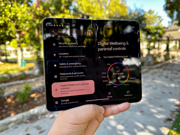 Google Pixel Fold in Obsidian showing digital wellbeing.