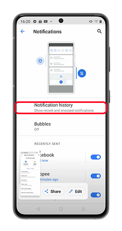 How to see old notifications on Realme