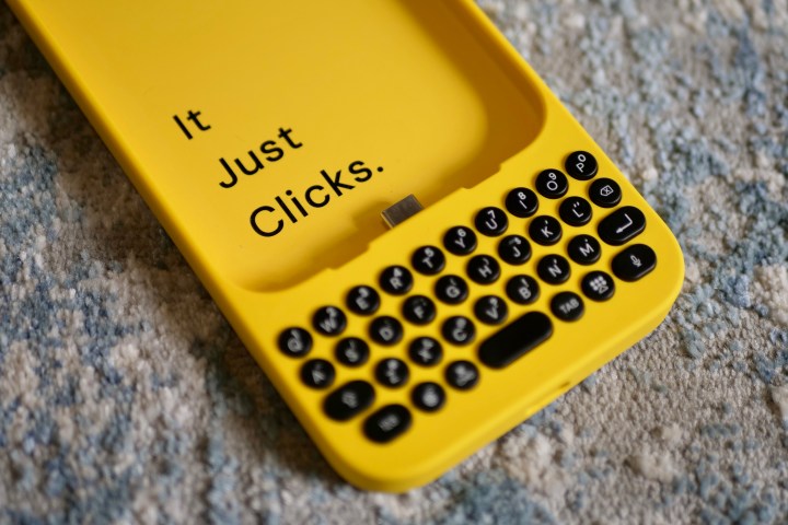 The Clicks Keyboard case and its USB-C connector.