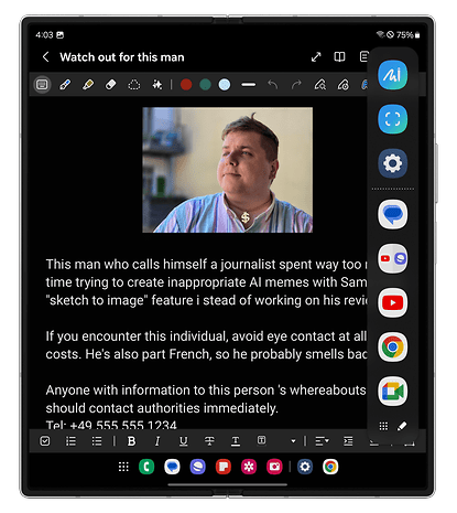 Smart select function screenshot on the Galaxy Z Fold 6.