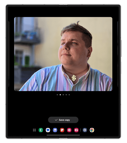 Sketch to image feature screenshot sporting a necklace on the Samsung Galaxy Z Fold 6.