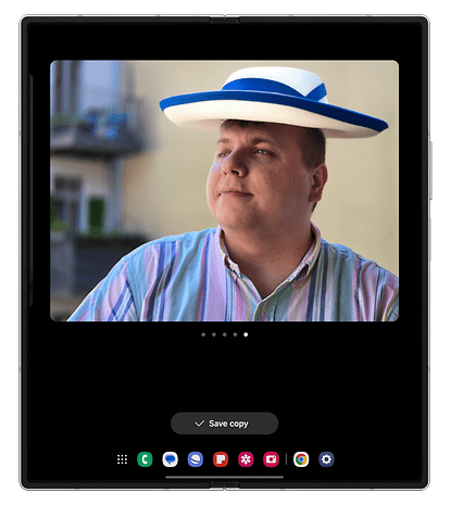 Sketch to image feature screenshot sporting a hat on the Samsung Galaxy Z Fold 6.