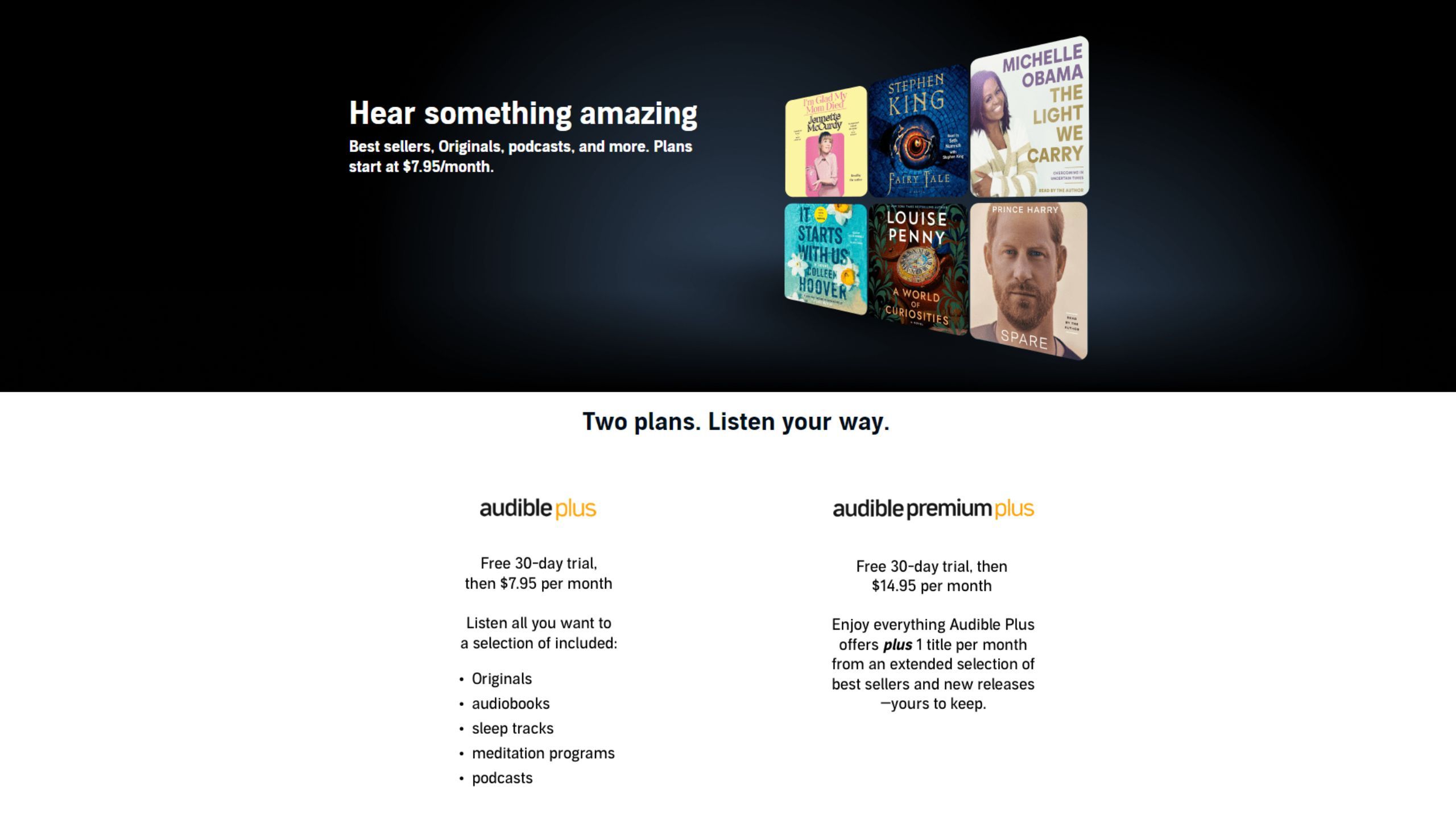 Audible subscription plans