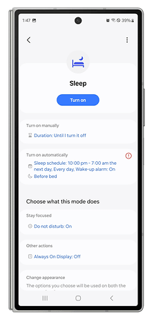 One UI screenshots showing how to create automated modes and routines.