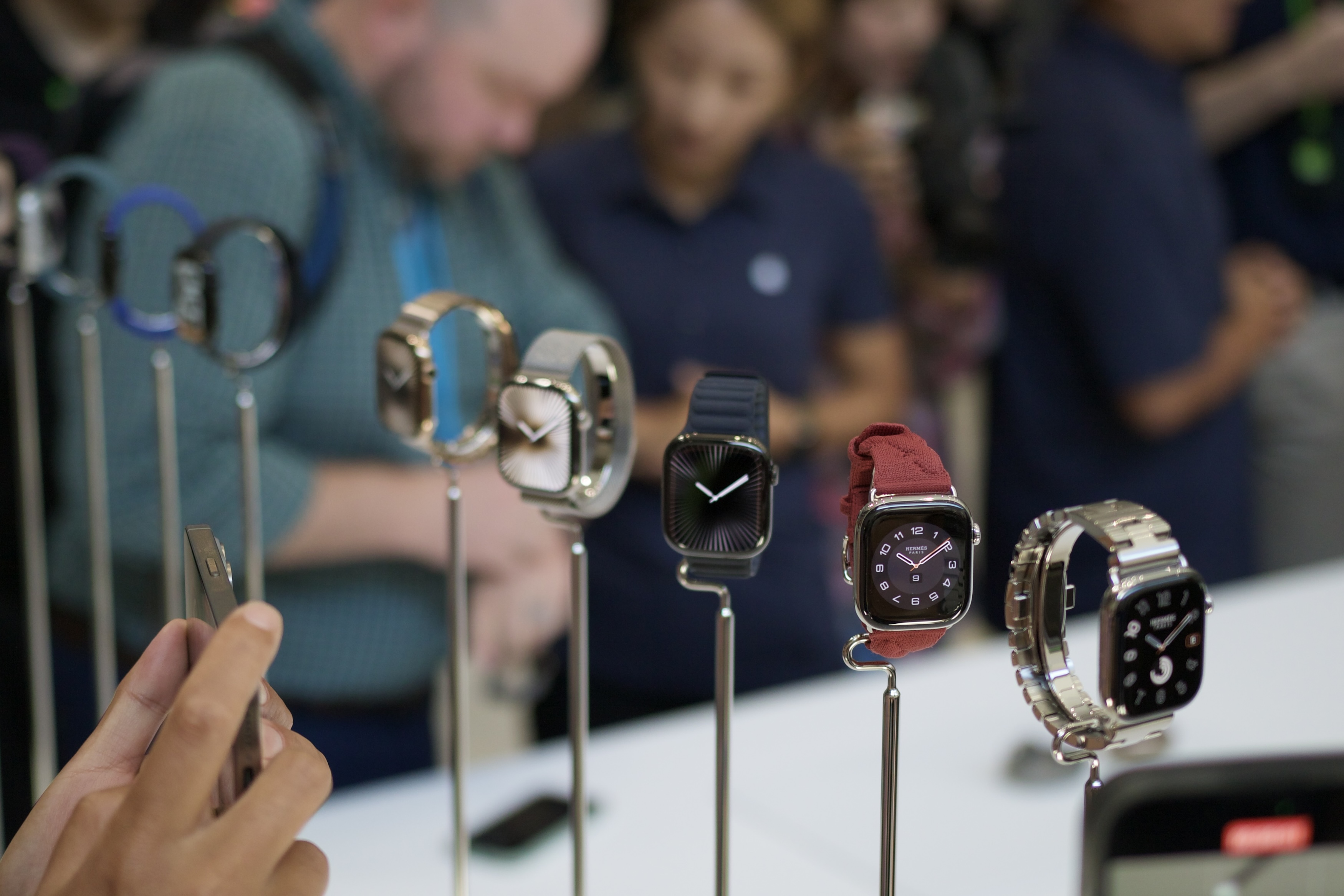 Apple Watch Series 10 hands-on area at Apple Park.