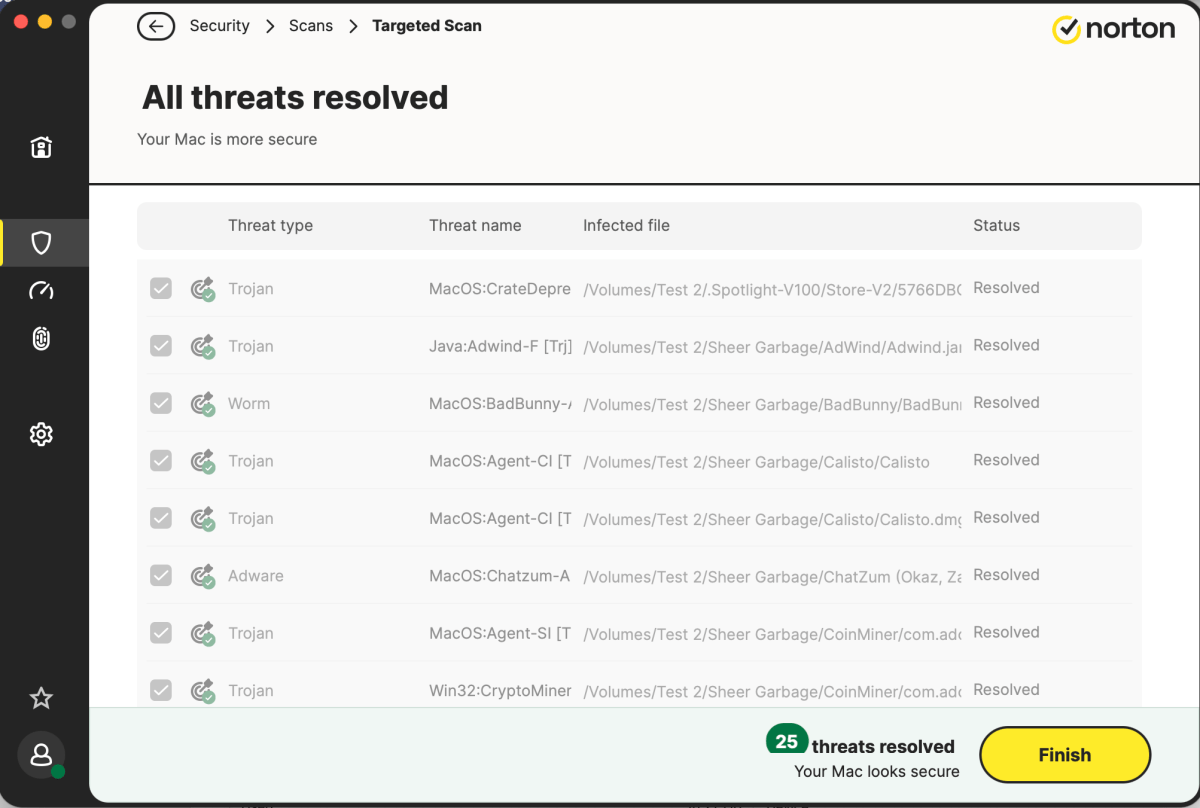 Norton7 The results of a targeted scan on a USB flash drive