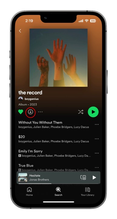 How to download music and podcasts from Spotify: Begin download