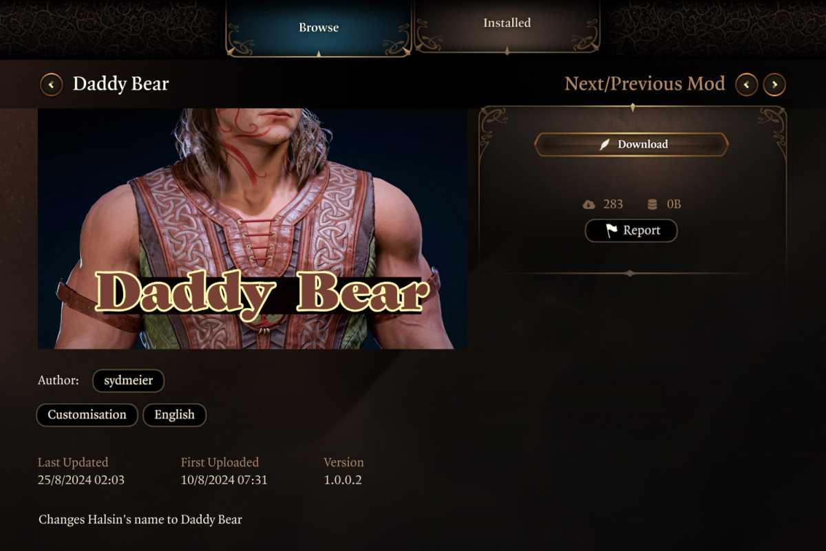 daddy bear Baldur's Gate