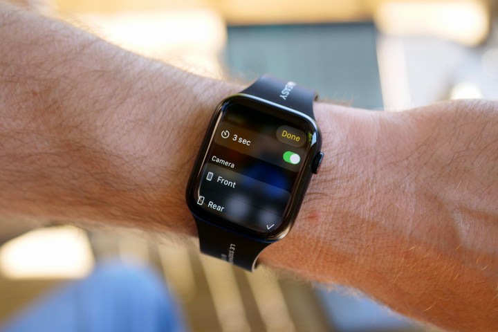 The Apple Watch Series 9's camera app settings menu.