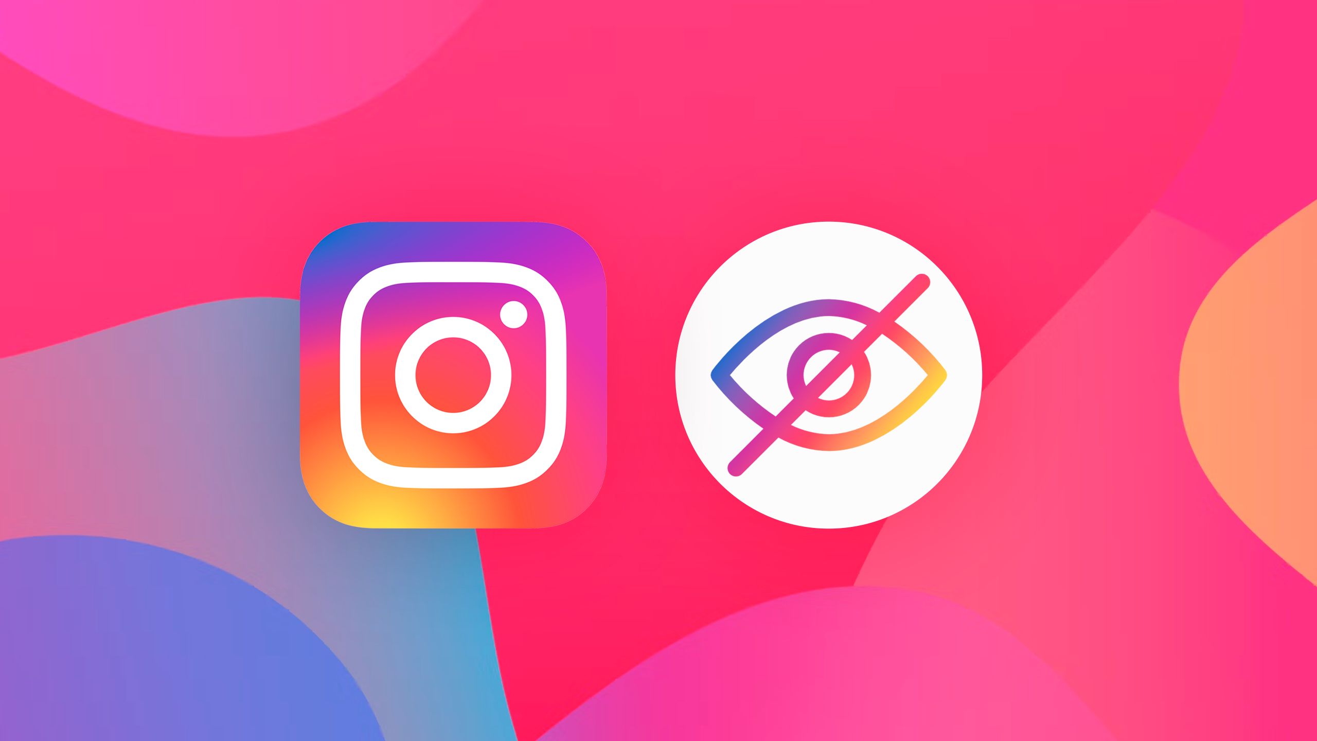 An Instagram icon and an eye with a slash through it side-by-side. 