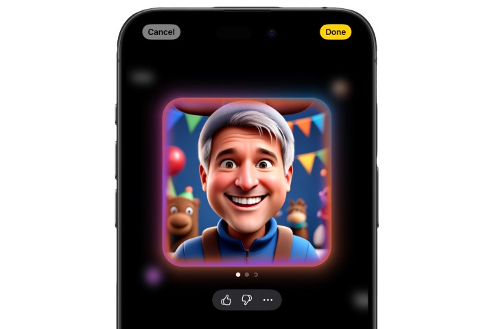 An Ai-generated image of a man at a party in Apple's Image Playground app.