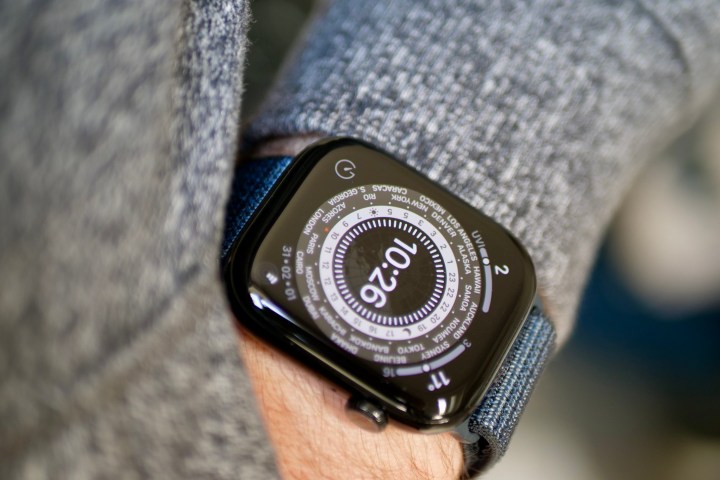 A person wearing the Apple Watch Series 10.