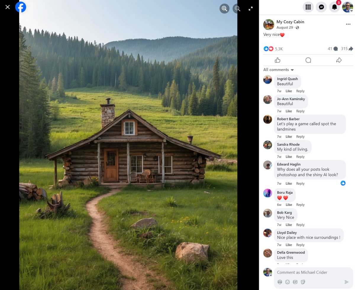 facebook AI cabin slop