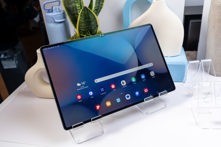 The Galaxy Tab S10 Ultra on a stand