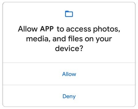 Notification an Android user receives when an app requests a sensitive permission.