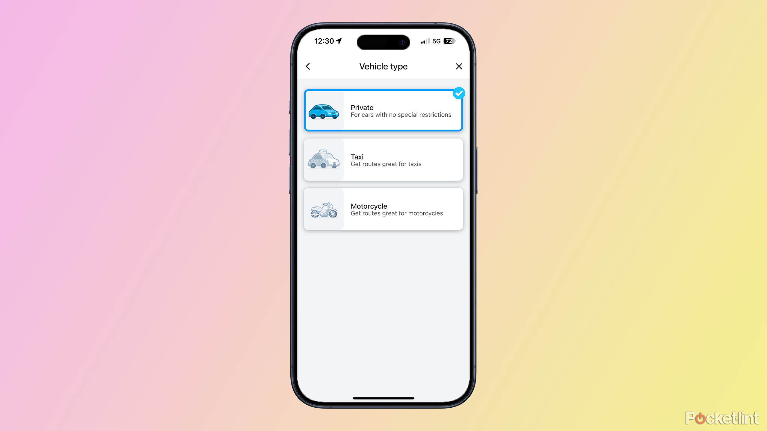 waze vehicle type