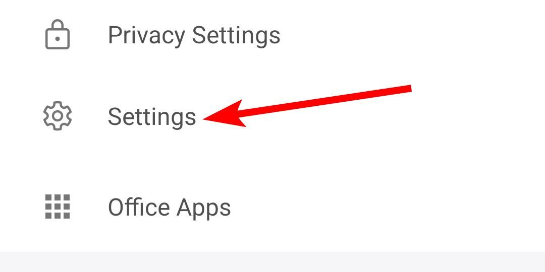 Navigating to settings in Microsoft Word on Android.