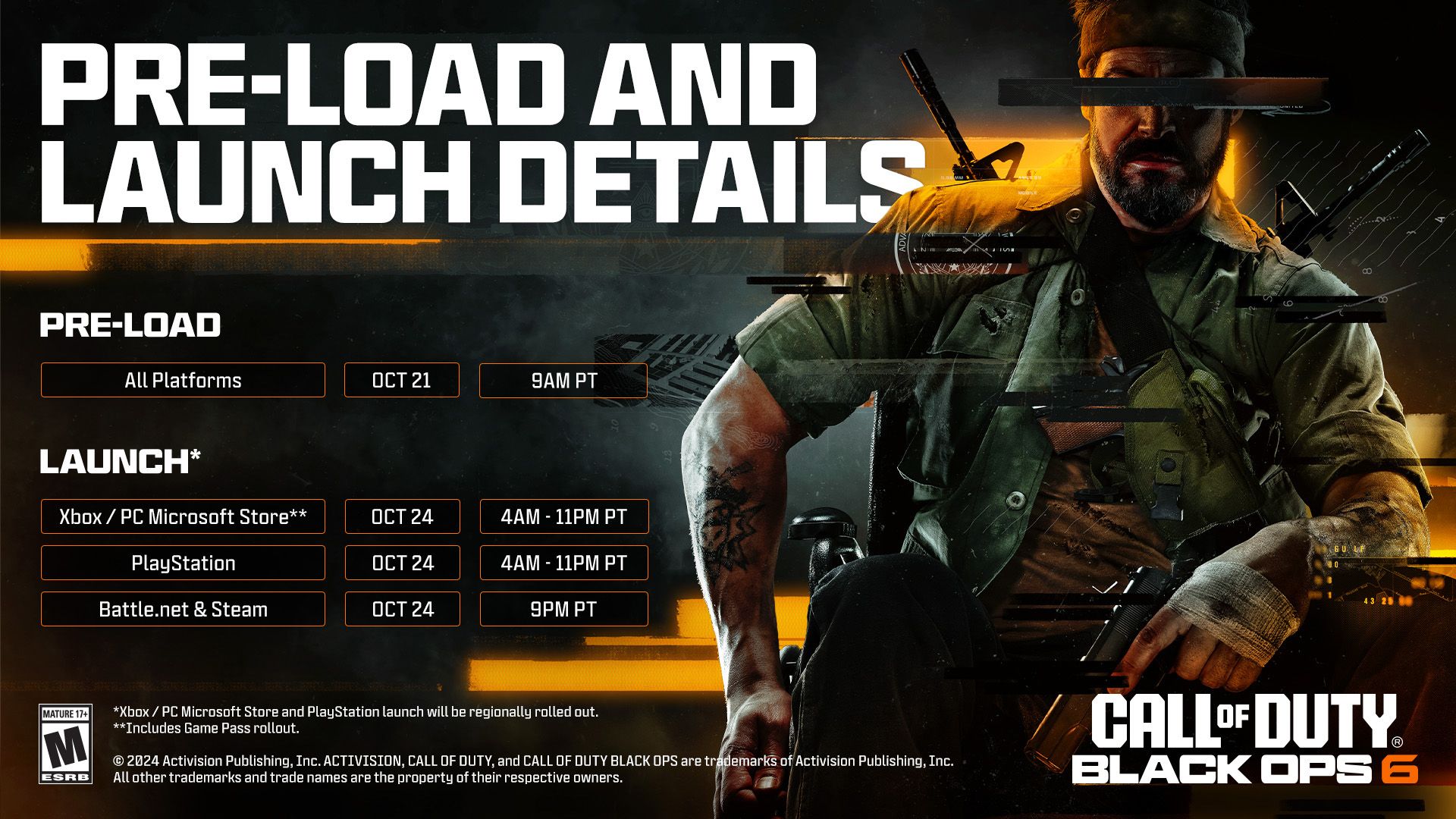 Promotional launch week infographic for Black Ops 6.