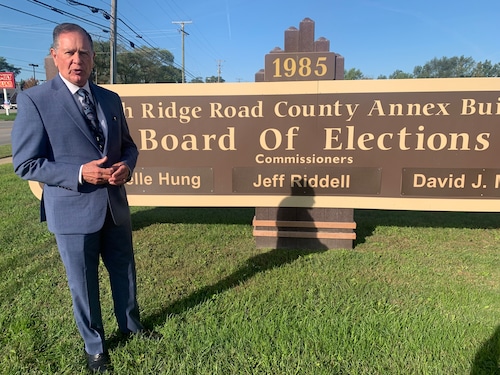 Lorain Mayor Jack Bradley stands outside of the Lorain County Board of Elections office talking about his hopes for the county in the upcoming presidential election. Key leaders in the county spoke on what they hope to see when they cast their ballots.