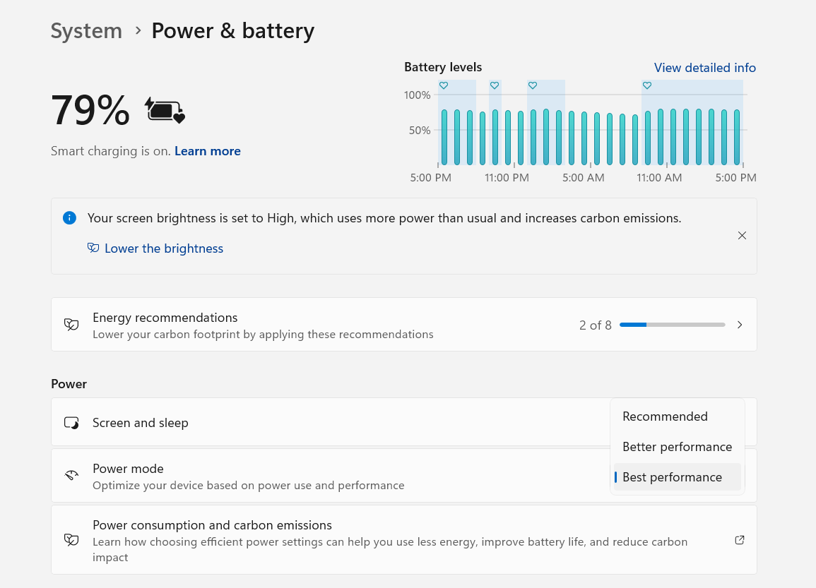 Windows 11 Power slider