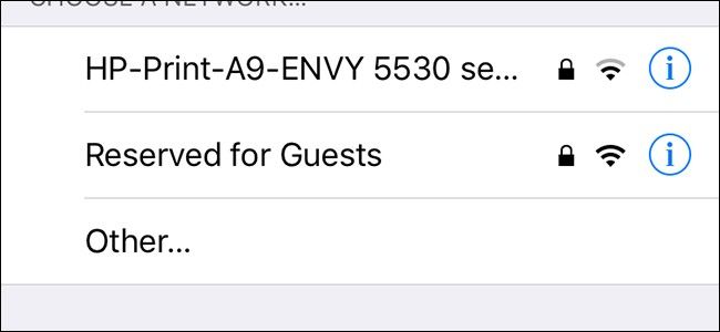 Wi-Fi SSIDs showing a guest network.