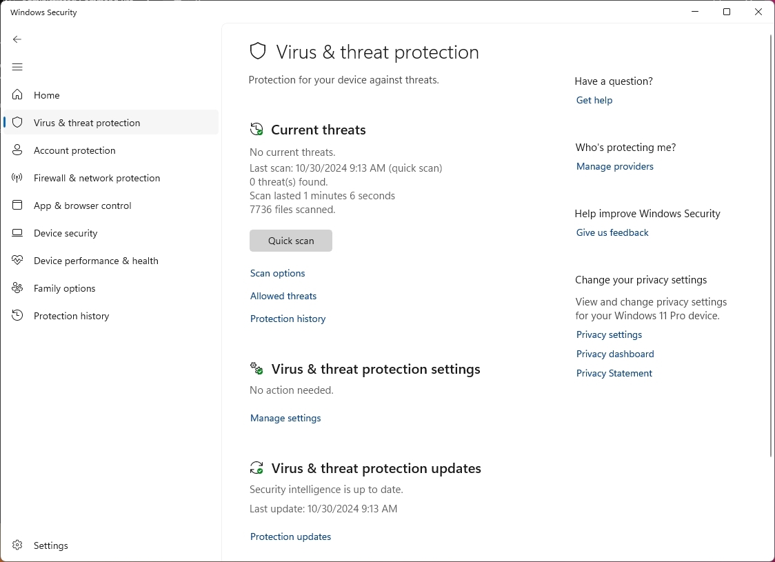 Microsoft Defender Antivirus home