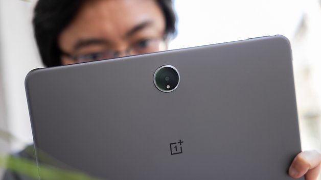 OnePlus Pad 2 viewed from the back while handheld.