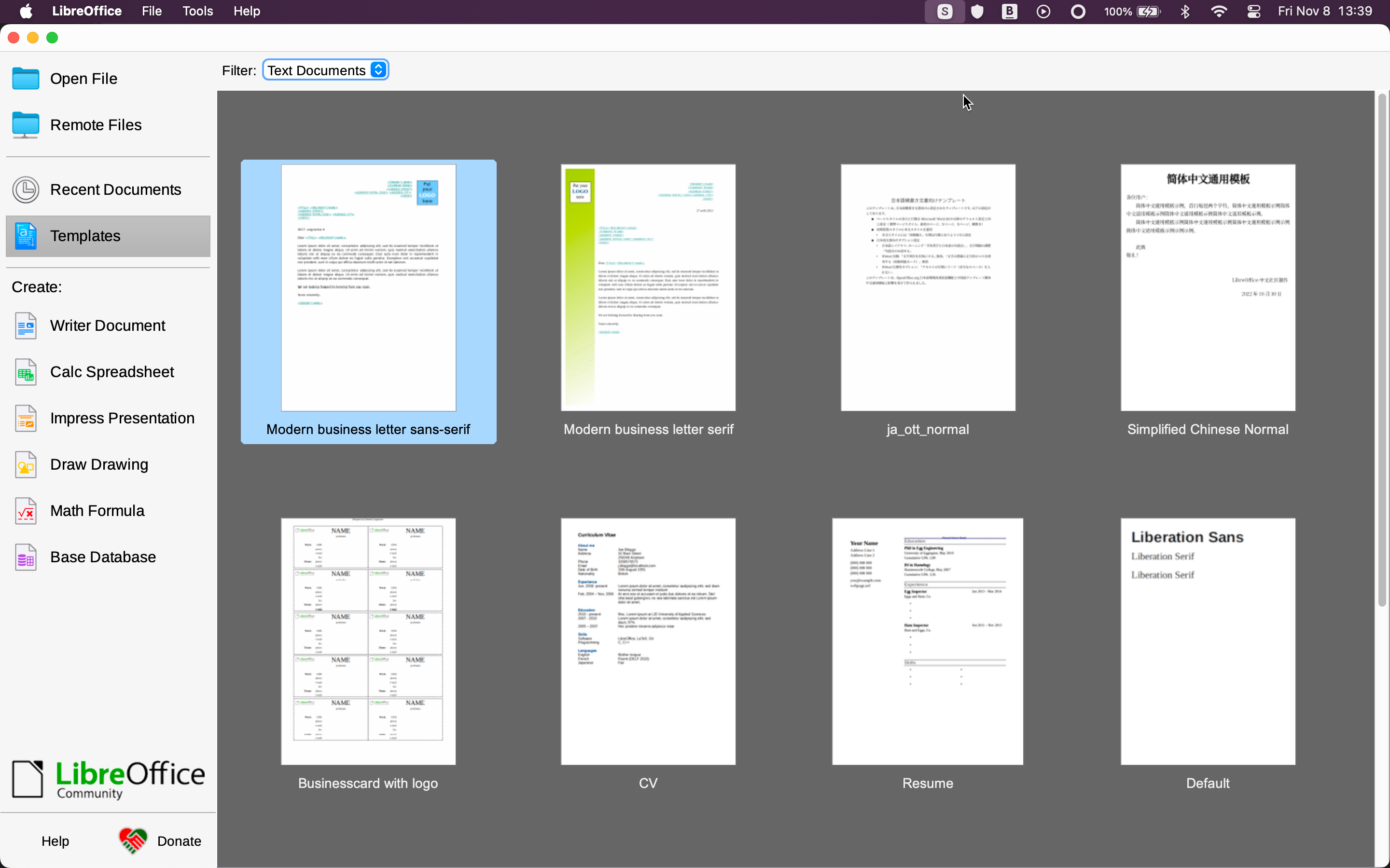 LibreOffice templates.