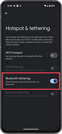 Screenshots showing how to activate a Wi-Fi hotspot on Android