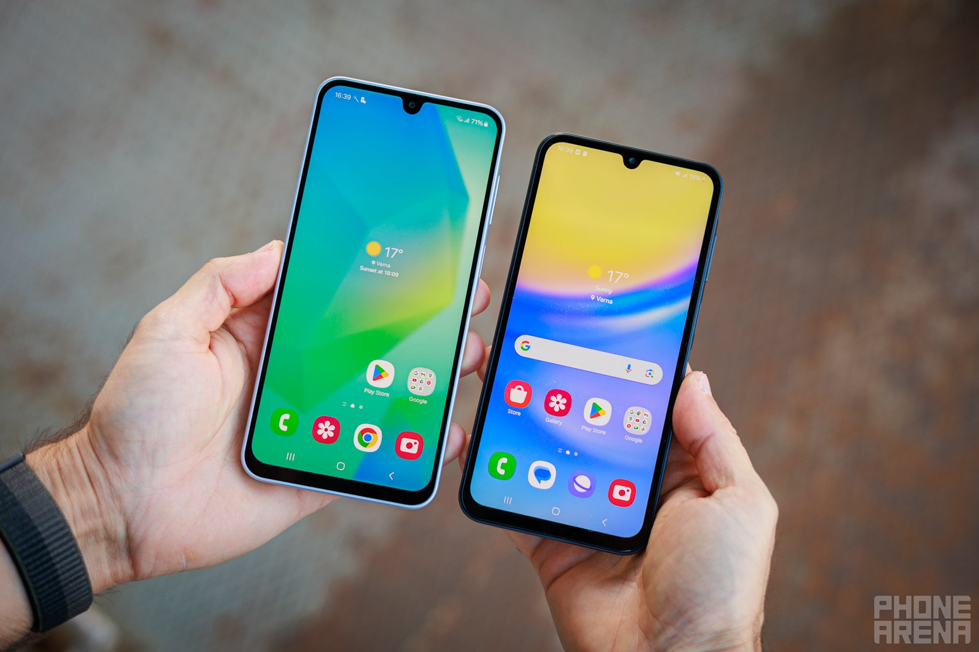 Bezels are slightly slimmer on the A16 5G, but still bigger than on most other phones and you have that chin (Image by PhoneArena) - Samsung Galaxy A16 5G vs Galaxy A15 5G: What's new?