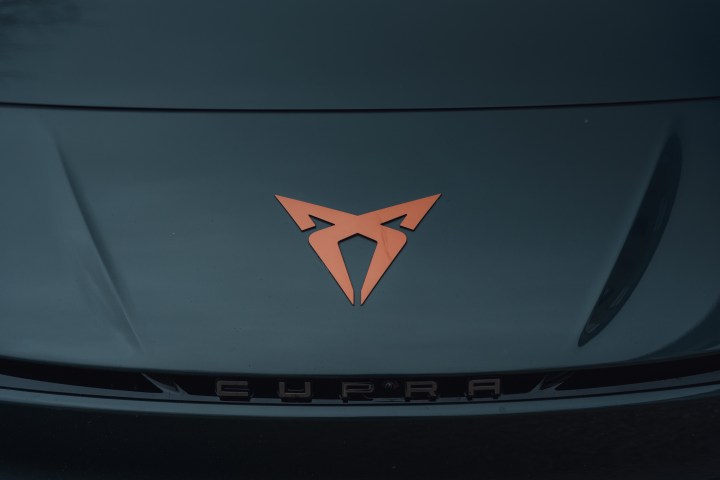 A photo of the Cupra Born VZ's hood badge.