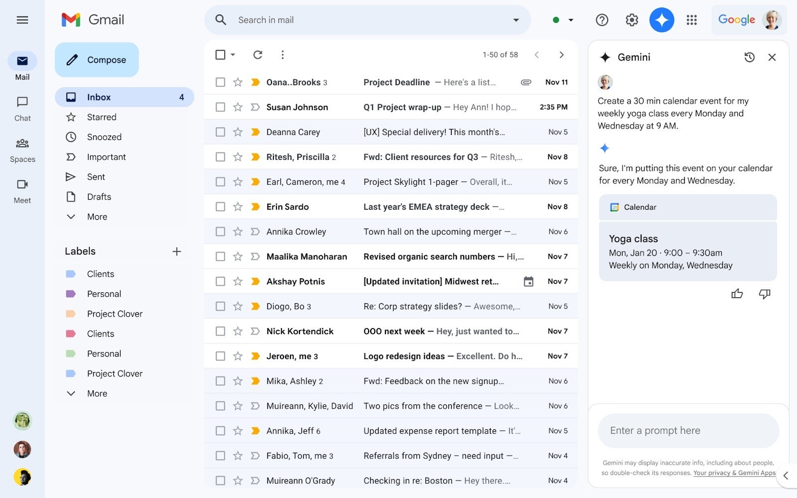 Gmail's Gemini side panel can now work with your calendar. &nbsp;| Image credit — Google - Gmail's Gemini side panel can now help Workspace users manage their schedule more efficiently