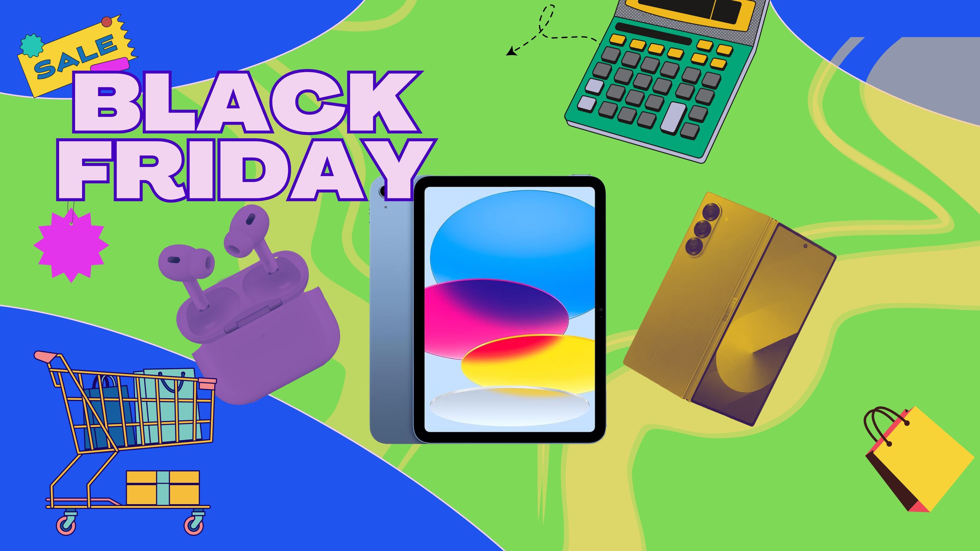 Black Friday sale featured image with AirPods Pro 2, iPad 10, and Fold 6