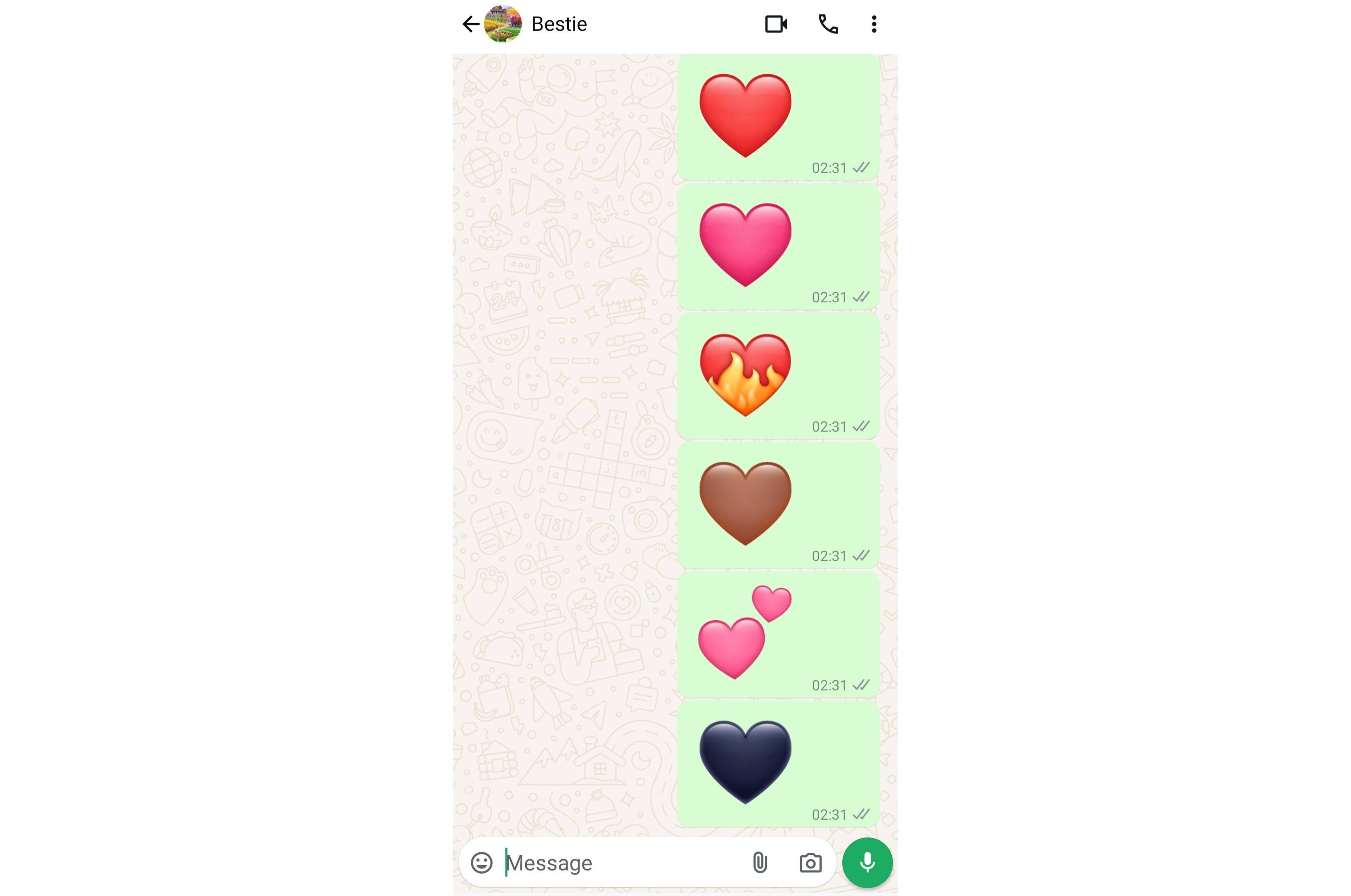 Google Messages heart react